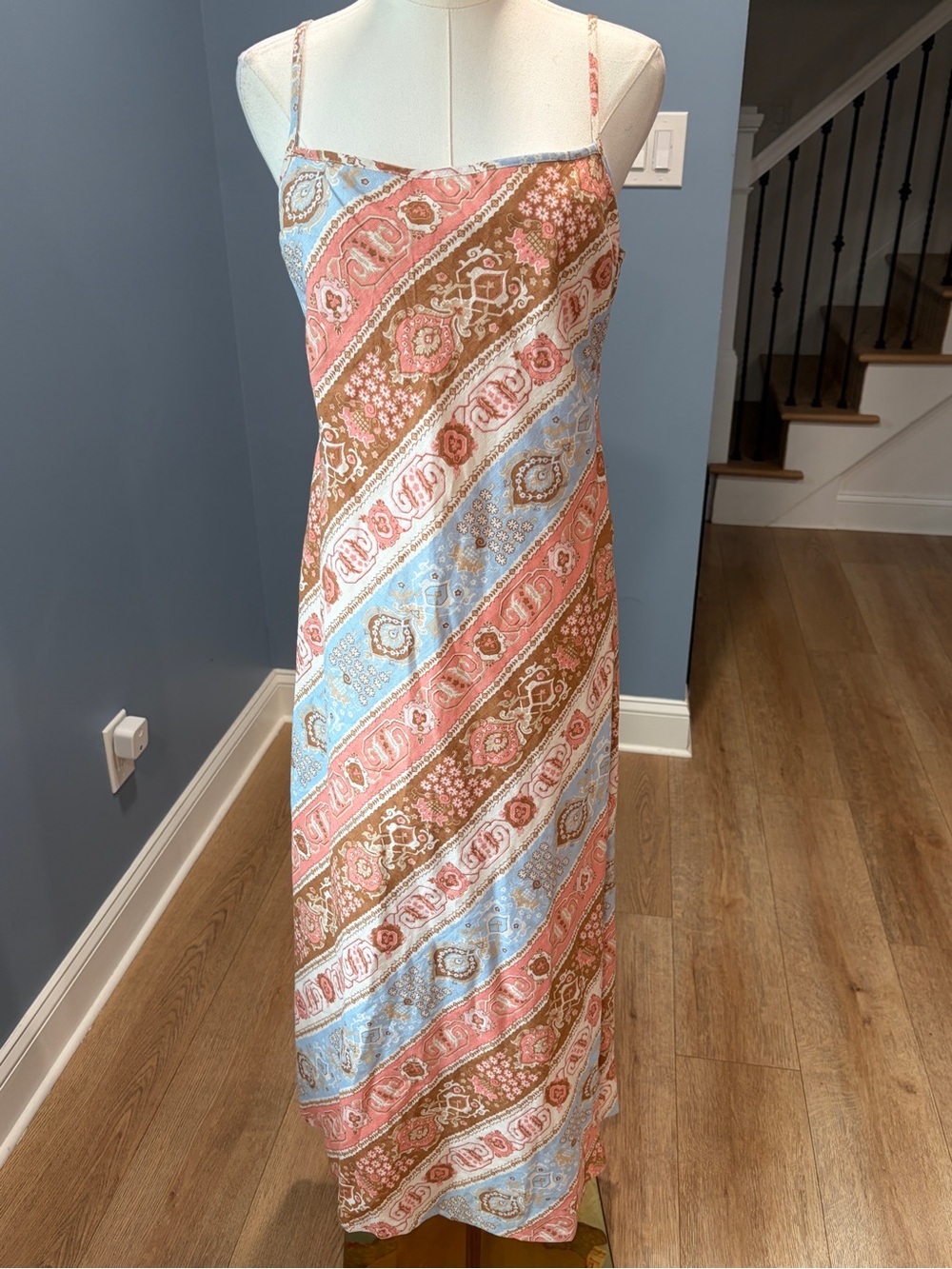 Abercrombie & Fitch Linen Cotton Paisley Maxi Dress Small Y2K Boho NWT